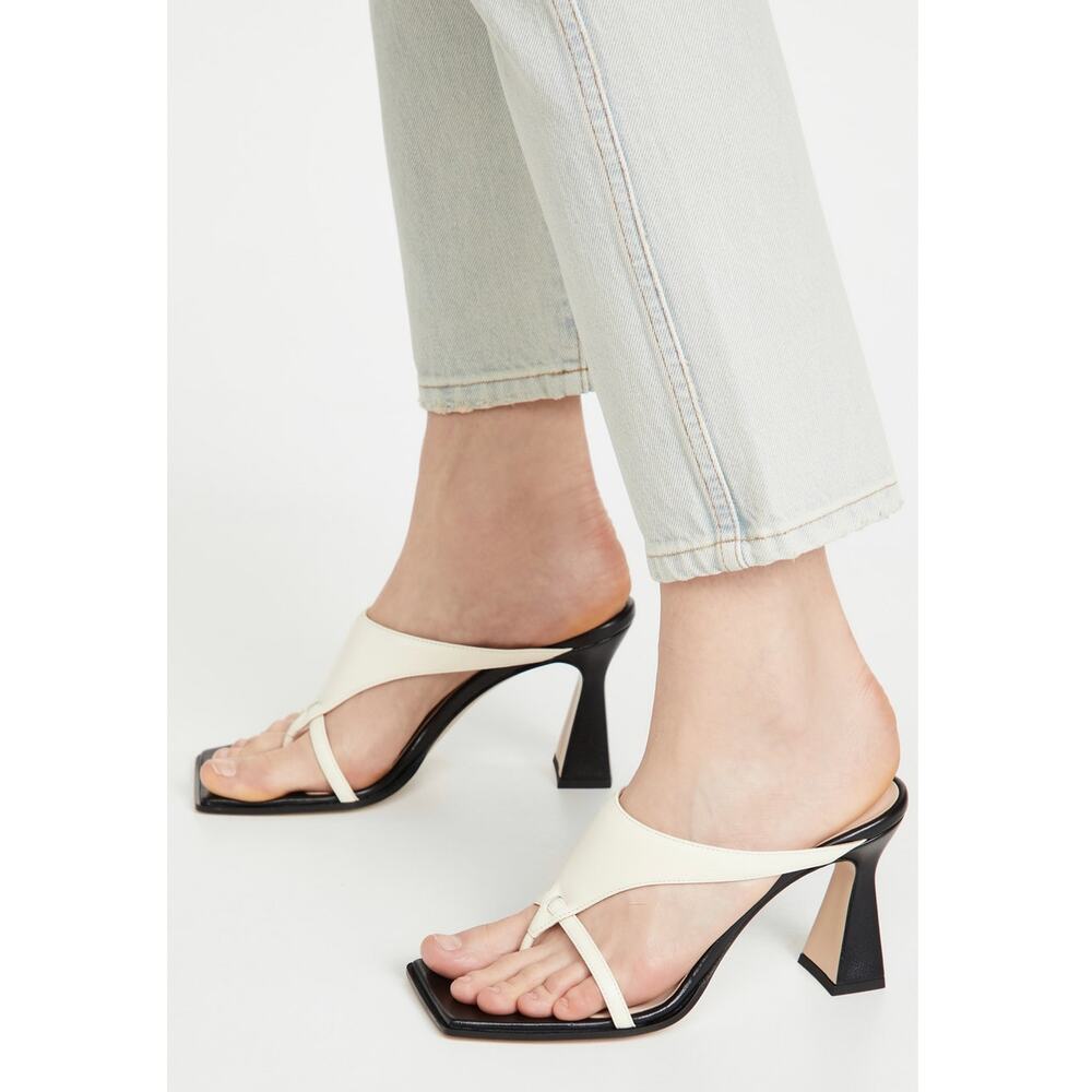 New Wandler Feline Sandals Lambskin Leather in Cream/Black Women's Size EU 35
